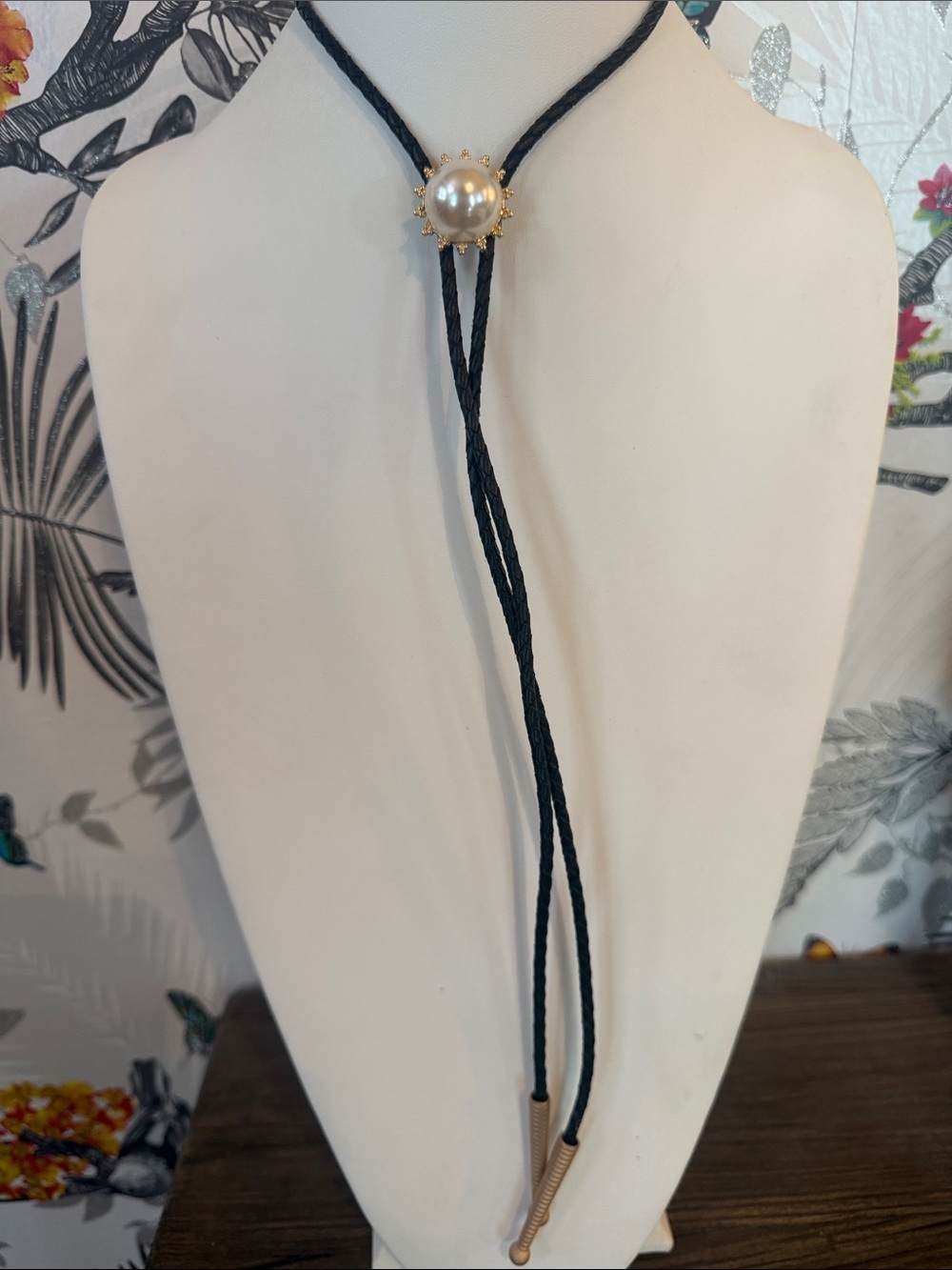 Audrey Limoges Collection Handmade Pearl Bolo Tie
